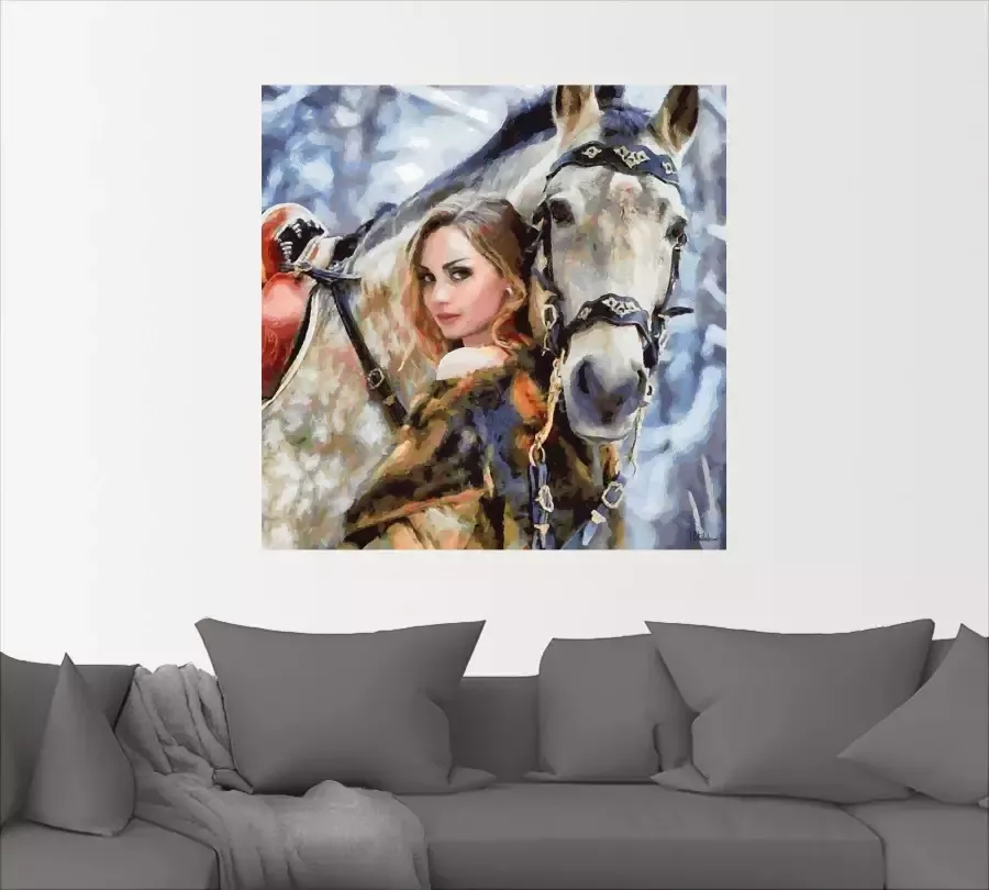 Artland Artprint Meisje met het witte paard als artprint op linnen poster muursticker in verschillende maten - Foto 4