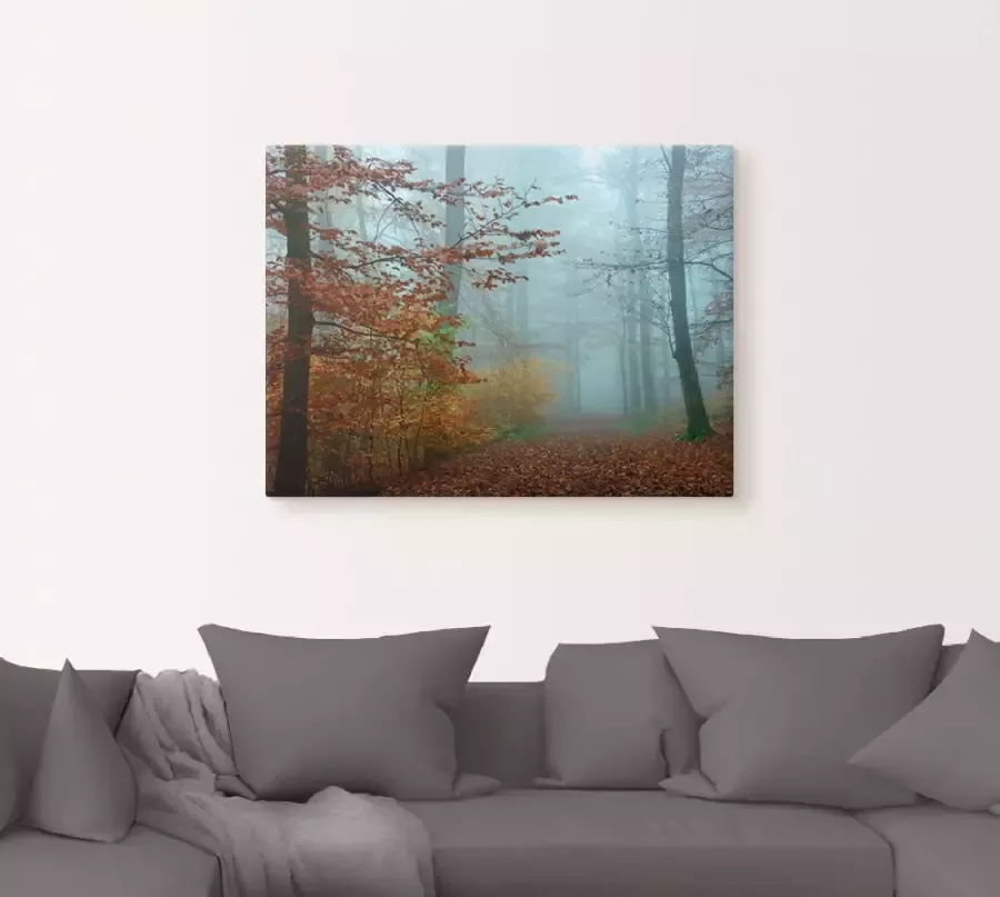 Artland Artprint Mist in herfstbos als artprint op linnen poster muursticker in verschillende maten - Foto 2