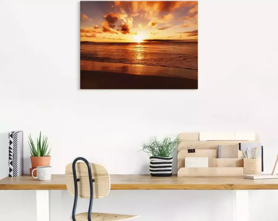 Artland Artprint Mooie zonsondergang strand als artprint op linnen poster muursticker in verschillende maten - Foto 2