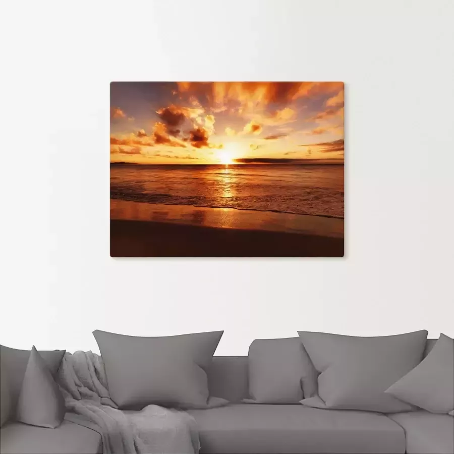 Artland Artprint Mooie zonsondergang strand als artprint op linnen poster muursticker in verschillende maten - Foto 1