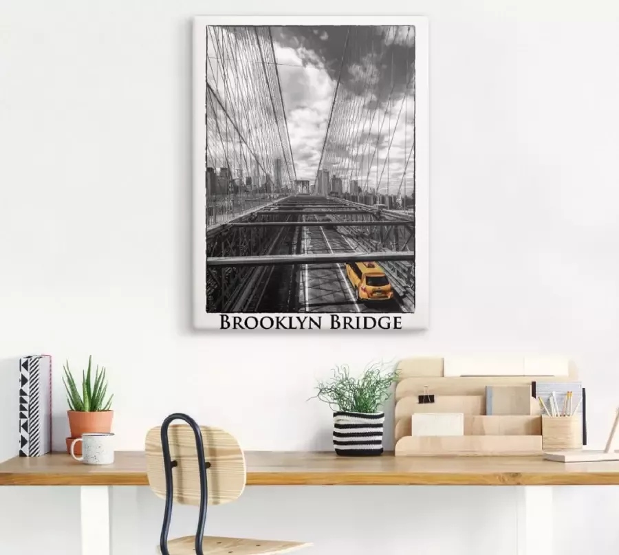 Artland Poster New York Brooklyn Bridge als artprint op linnen muursticker of poster in verschillende maten