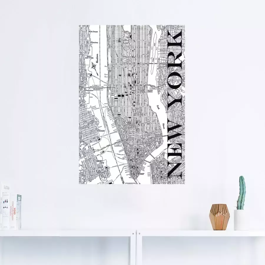 Artland Artprint op linnen New York kaart straten kaart - Foto 1