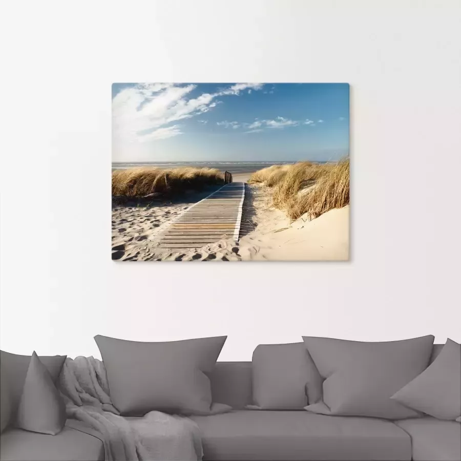 Artland Artprint Noordzeestrand op Langeoog pier als artprint van aluminium artprint op linnen muursticker verschillende maten