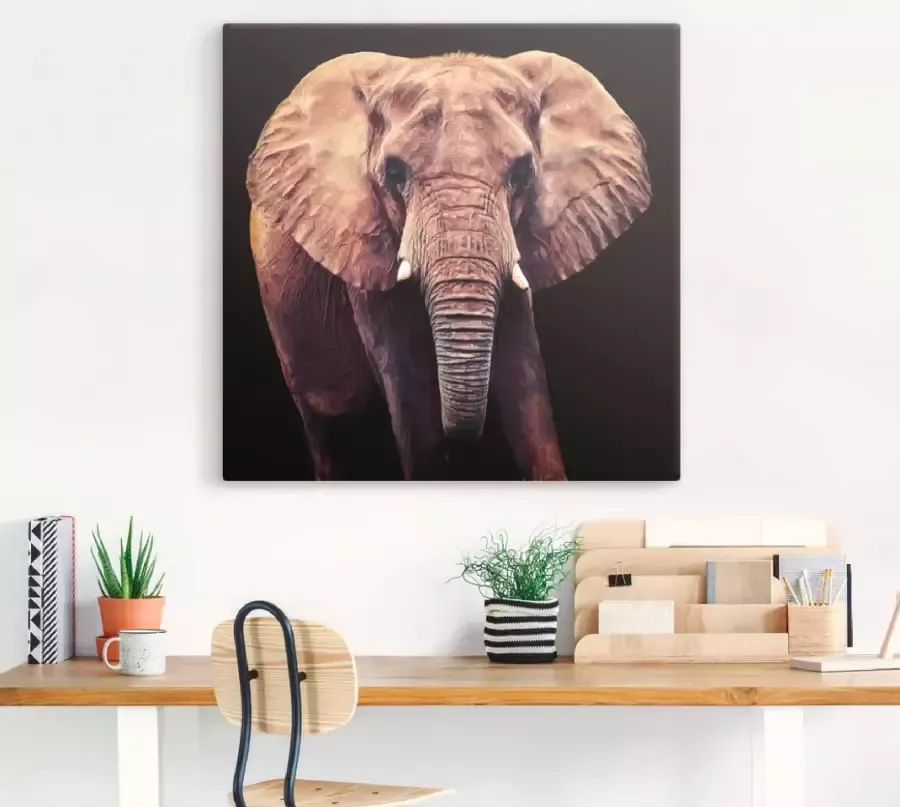 Artland Artprint Olifant in vele afmetingen & productsoorten -artprint op linnen poster muursticker wandfolie ook geschikt voor de badkamer (1 stuk)