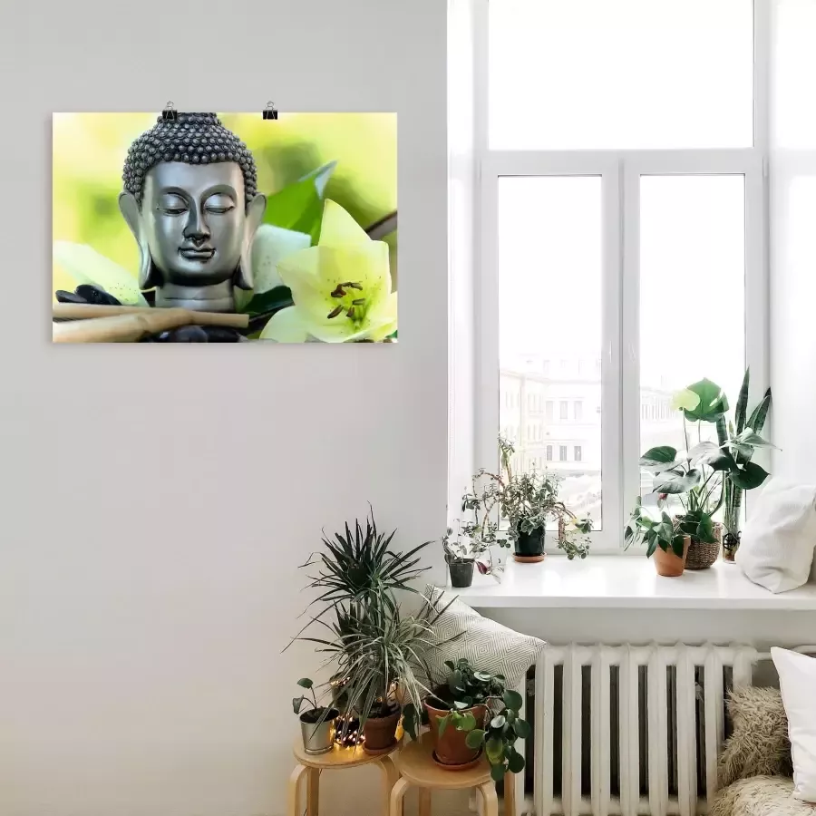 Artland Artprint Ontspanning en rust met boeddha als artprint van aluminium artprint voor buiten artprint op linnen poster muursticker