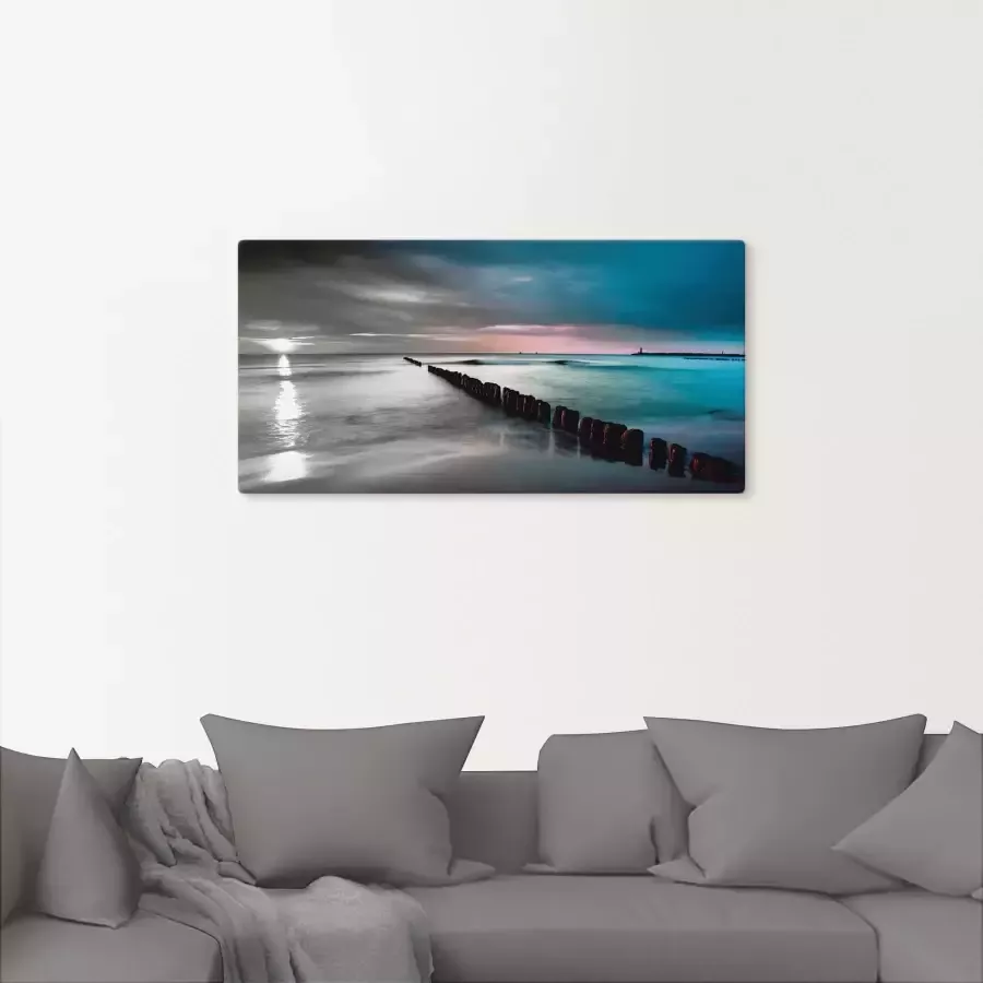 Artland Artprint Oostzee met zonsopkomst z w als artprint op linnen muursticker in verschillende maten