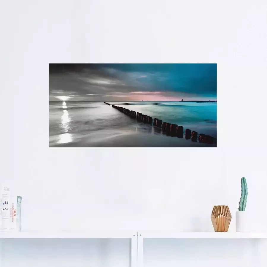 Artland Artprint Oostzee met zonsopkomst z w als artprint op linnen muursticker in verschillende maten