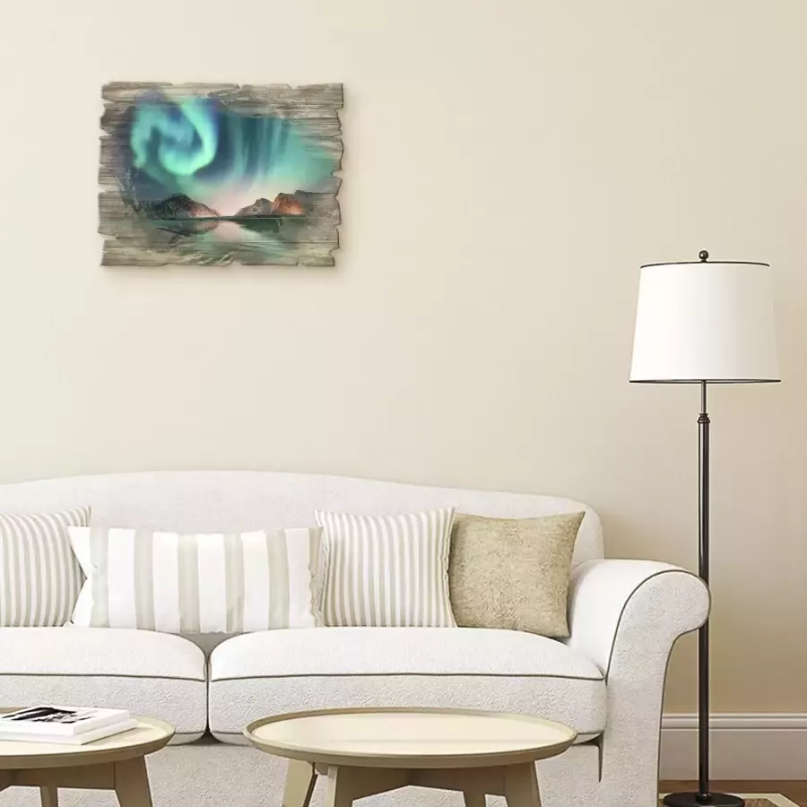 Artland Artprint op hout Auroraborialis noordelijk Poollicht