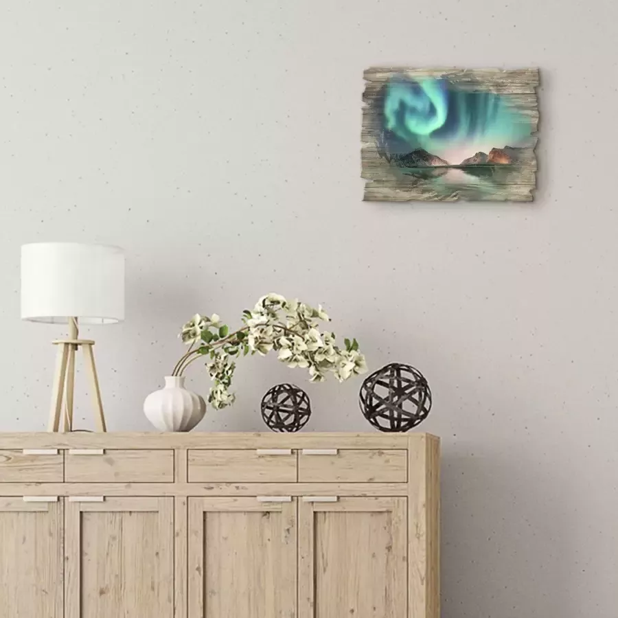Artland Artprint op hout Auroraborialis noordelijk Poollicht - Foto 2