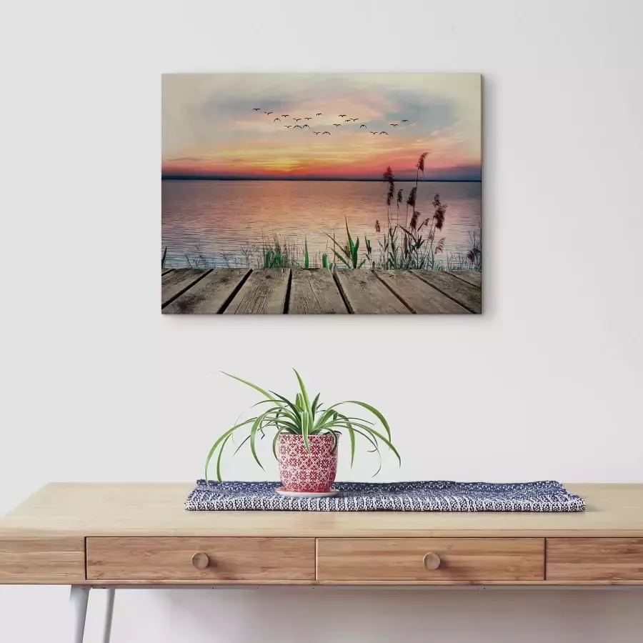 Artland Artprint op hout Het meer in de kleuren van de wolken - Foto 2