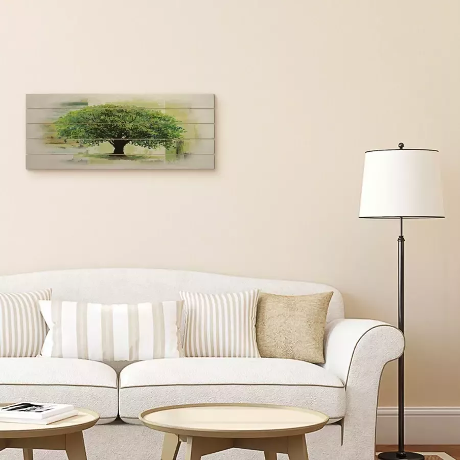 Artland Artprint op hout Voorjaarsboom op abstracte achtergrond - Foto 1