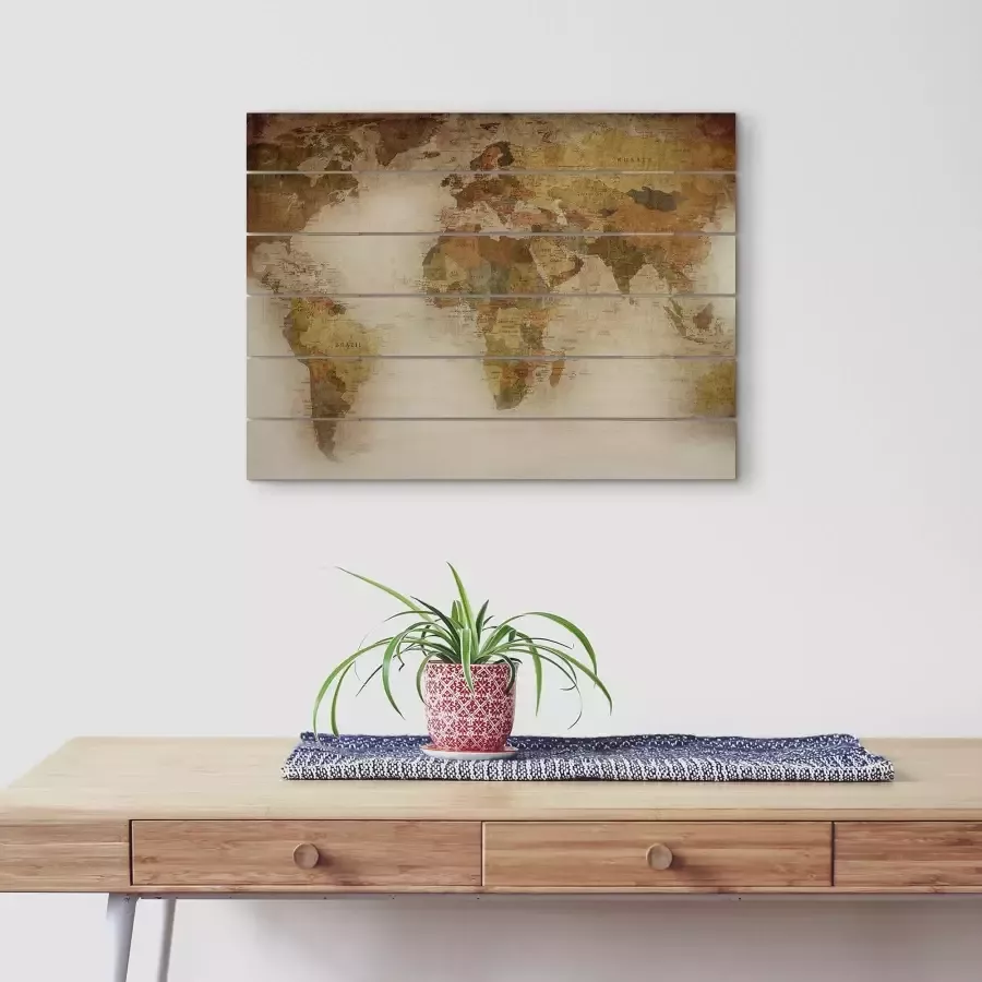 Artland Artprint op hout Wereldkaart - Foto 2