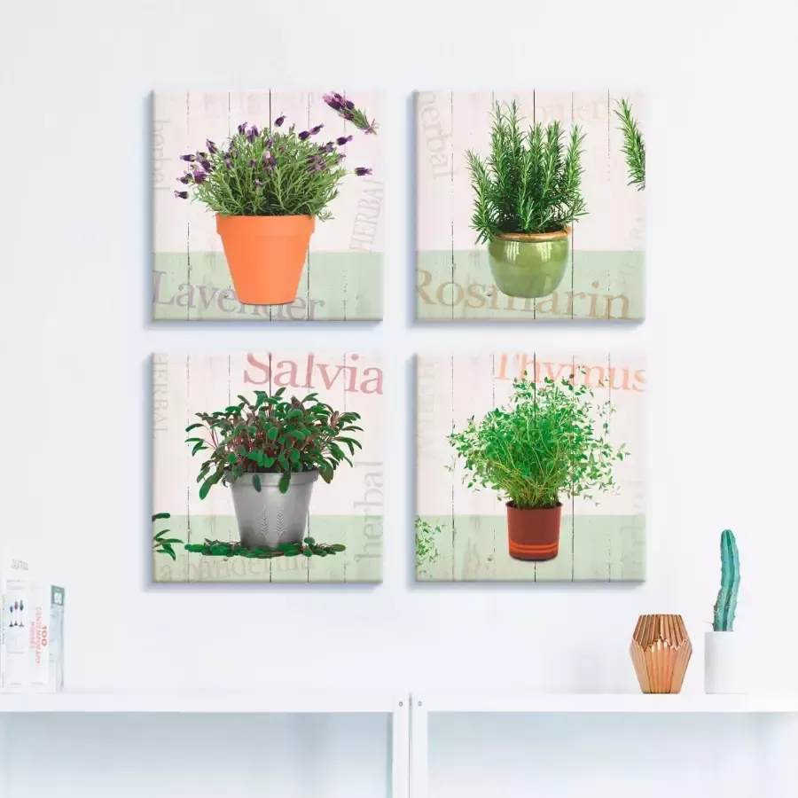 Artland Artprint op linnen Lavendel rozemarijn salie tijm (4-delig) - Foto 3