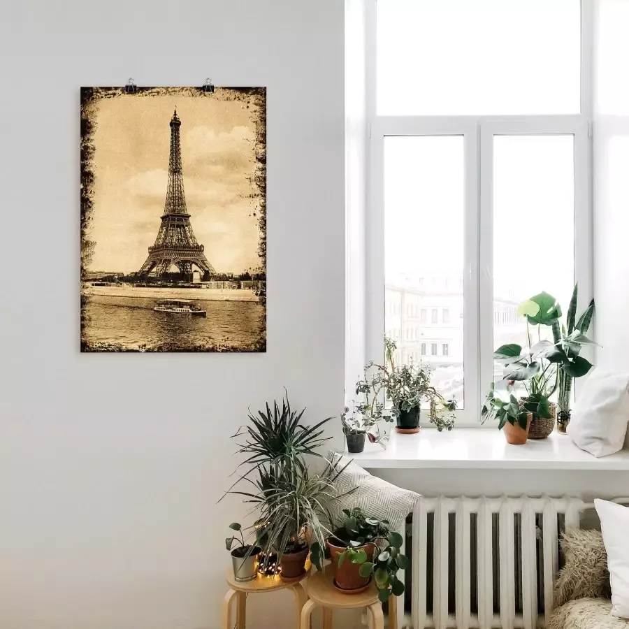 Artland Poster Parijs Eiffeltoren Vintage als artprint op linnen muursticker of poster in verschillende maten - Foto 1