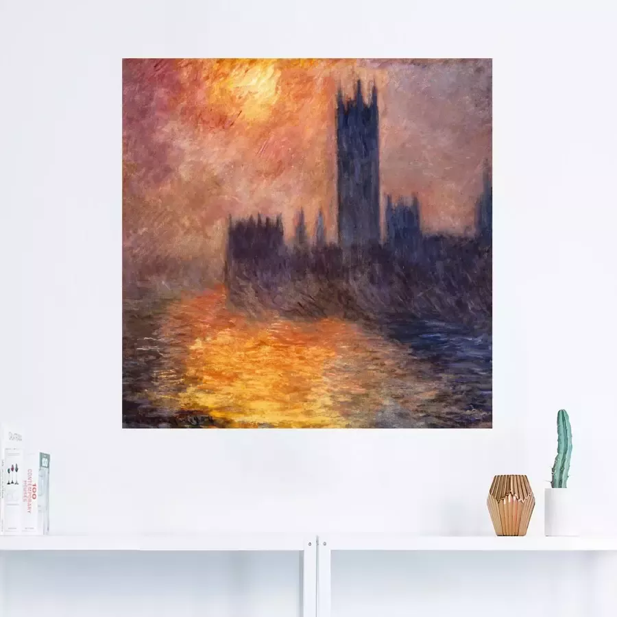 Artland Artprint op linnen Parlement in Londen bij zonsondergang - Foto 1