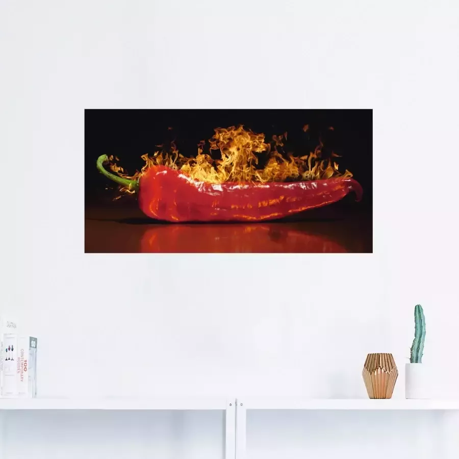 Artland Artprint Rode hete chilipeper als artprint van aluminium artprint voor buiten artprint op linnen poster muursticker