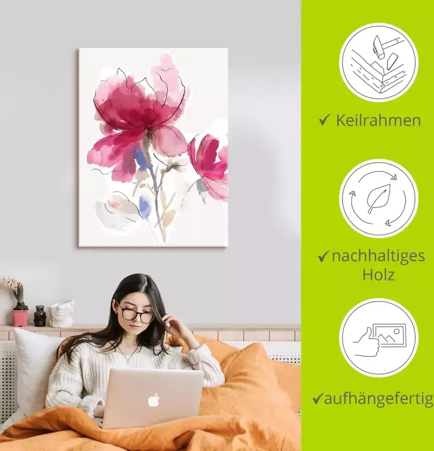 Artland Artprint Rosy Blossom I als artprint van aluminium artprint op linnen muursticker of poster in verschillende maten - Foto 2