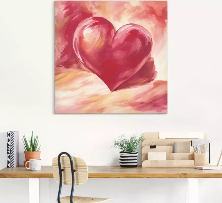 Artland Artprint Roze rood hart als artprint van aluminium artprint voor buiten artprint op linnen poster muursticker - Foto 2