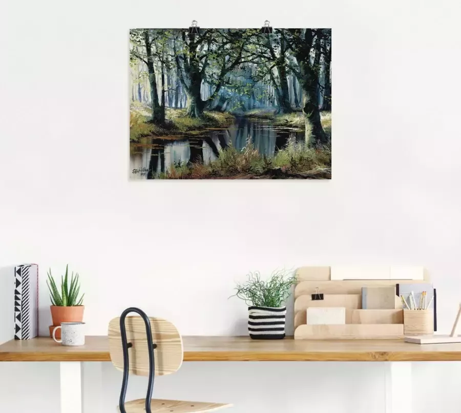 Artland Artprint op linnen Rust door de bomen gespannen op een spieraam - Foto 2