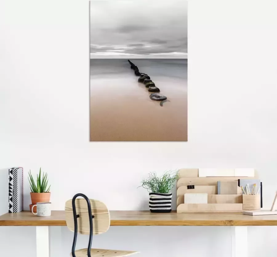 Artland Artprint Rustige kust met kribbben op het strand van de Oostzee als artprint op linnen poster in verschillende formaten maten - Foto 4