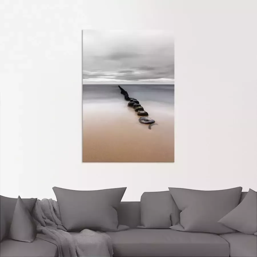 Artland Artprint Rustige kust met kribbben op het strand van de Oostzee als artprint op linnen poster in verschillende formaten maten - Foto 1