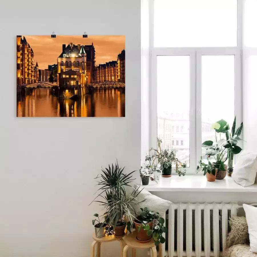 Artland Artprint Speicherstadt in Hamburg als artprint van aluminium artprint voor buiten artprint op linnen in verschillende maten