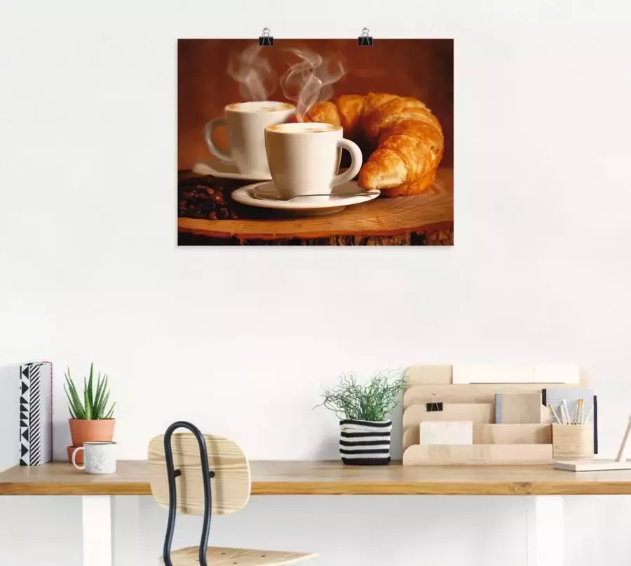 Artland Artprint Stomende cappuccino en croissant als artprint op linnen poster muursticker in verschillende maten - Foto 2