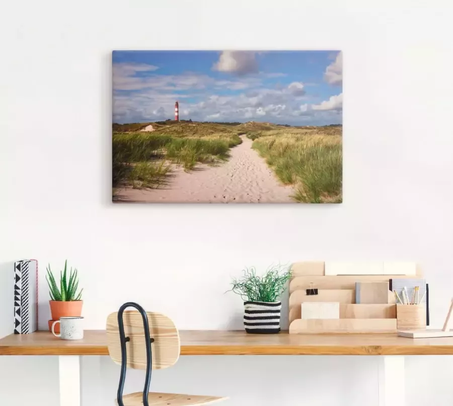 Artland Artprint Strandweg naar de vuurtoren eiland Amrum als artprint van aluminium artprint voor buiten artprint op linnen poster in verschillende maten. maten - Foto 2