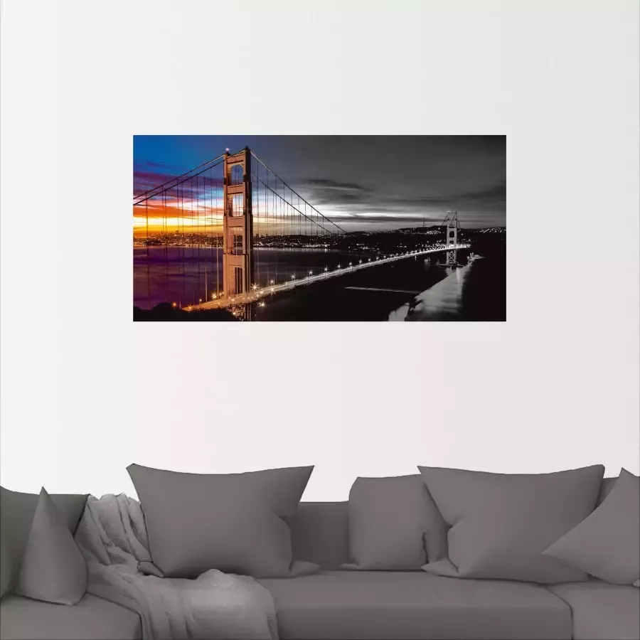 Artland Artprint op linnen The Golden Gate Bridge gespannen op een spieraam - Foto 1