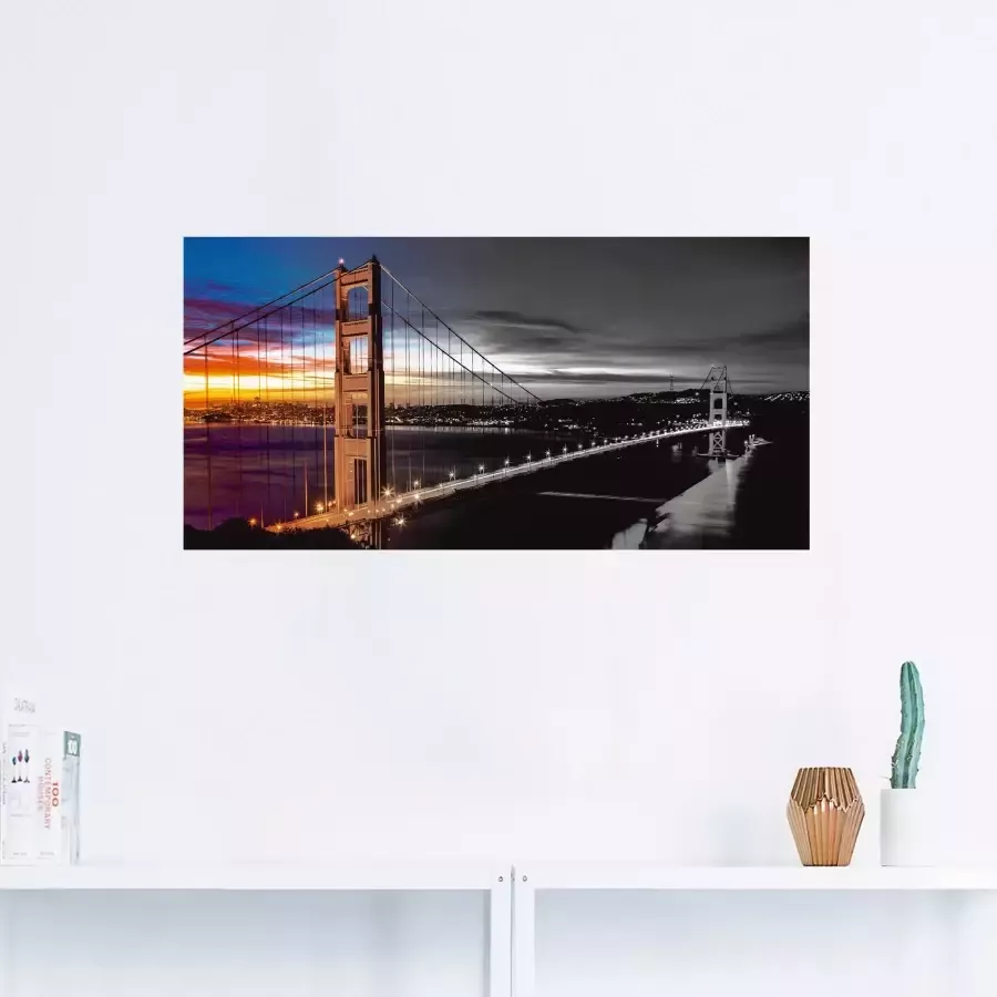 Artland Artprint op linnen The Golden Gate Bridge gespannen op een spieraam - Foto 2
