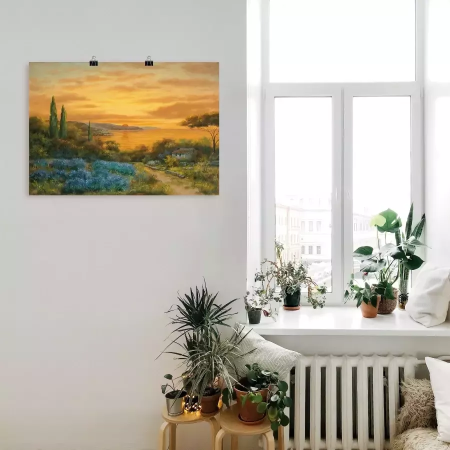 Artland Artprint op linnen Toscaanse baai gespannen op een spieraam