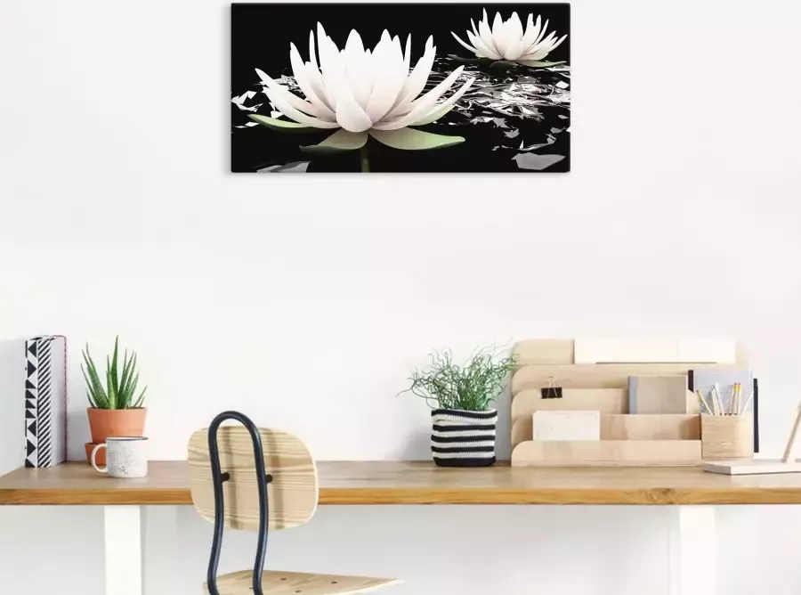 Artland Artprint Twee lotusbloemen op het water als artprint van aluminium artprint voor buiten artprint op linnen poster muursticker - Foto 2