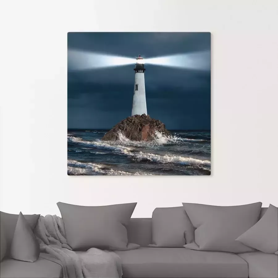 Artland Artprint op linnen Artprint van vuurtoren met lichtbundel - Foto 6