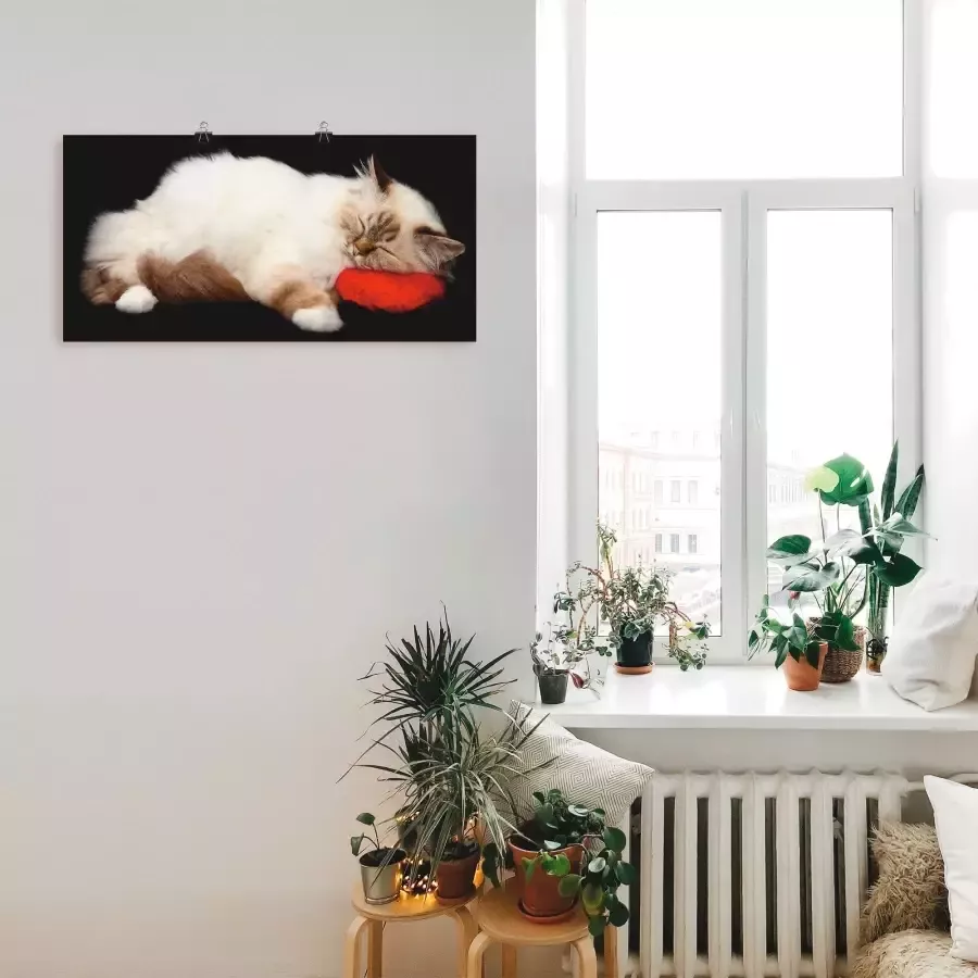 Artland Artprint op linnen Vermoeide kat
