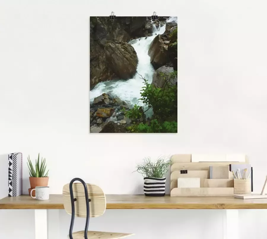 Artland Artprint Waterval bij Kandersteg in vele afmetingen & productsoorten artprint van aluminium artprint voor buiten artprint op linnen poster muursticker wandfolie ook geschikt voor de badkamer (1 stuk)