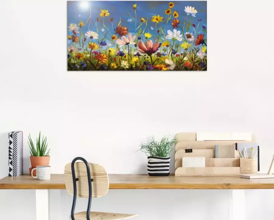 Artland Artprint Weide met wilde bloemen blauwe hemel als artprint van aluminium artprint voor buiten artprint op linnen poster muursticker - Foto 3