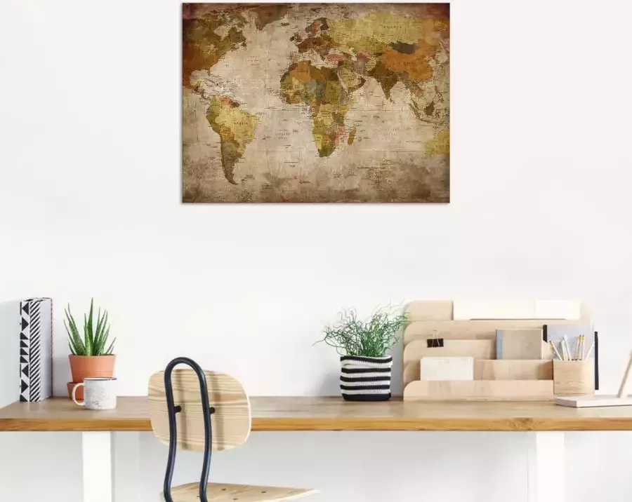 Artland Artprint Wereldkaart als artprint van aluminium artprint voor buiten artprint op linnen poster muursticker - Foto 6