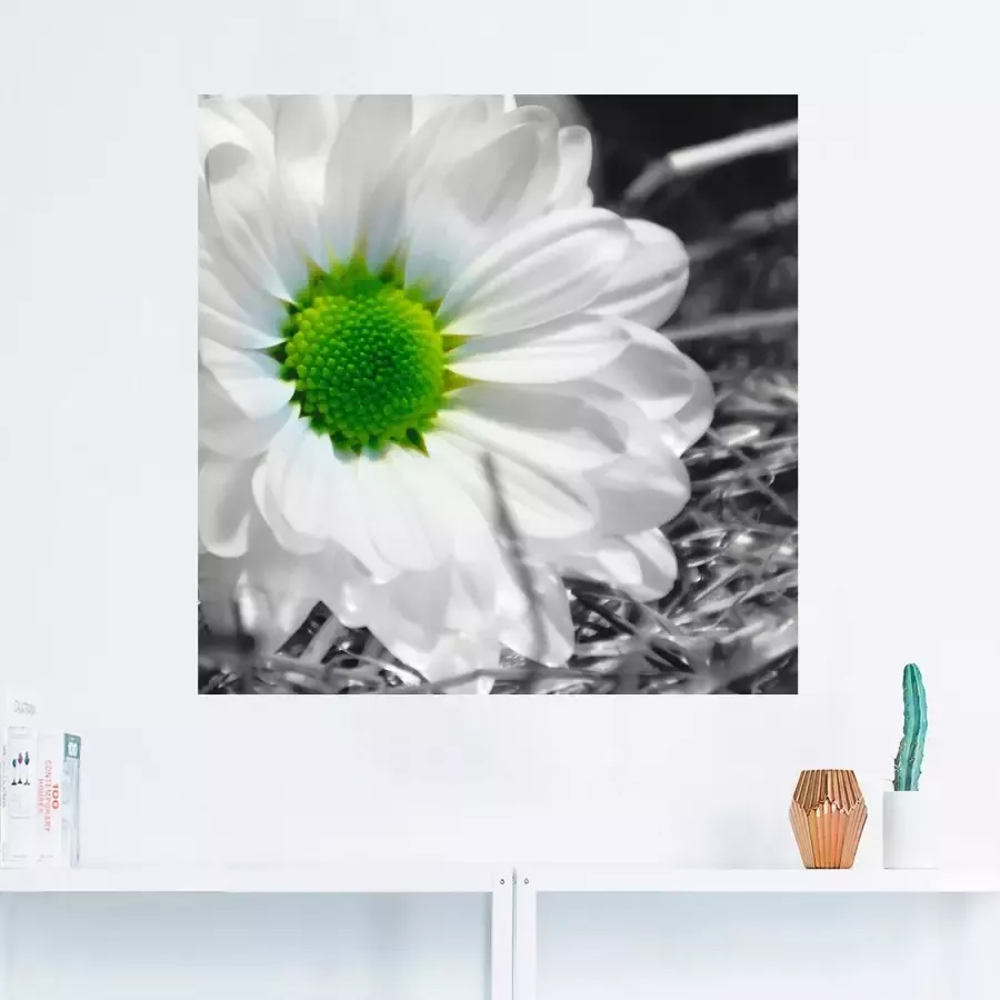 Artland Artprint Witte bloem als artprint op linnen muursticker in verschillende maten