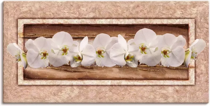 Artland Artprint op linnen Witte orchideeën bruin goud - Foto 3