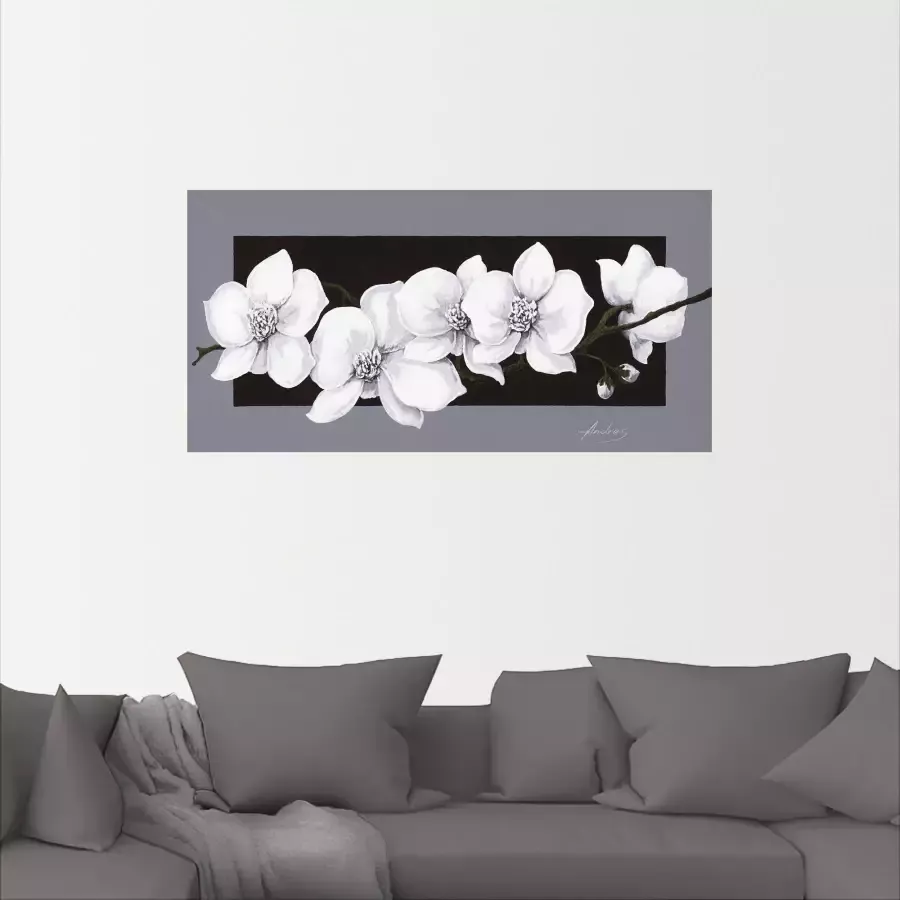 Artland Artprint Witte orchideeën op grijs als artprint van aluminium artprint voor buiten artprint op linnen poster muursticker - Foto 1