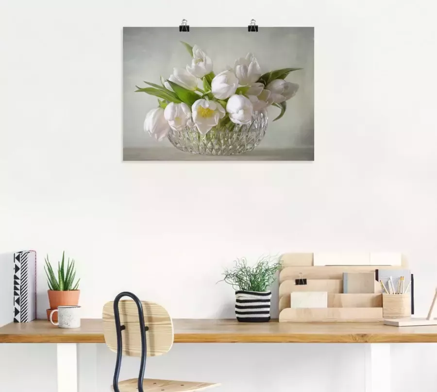 Artland Artprint Witte tulpen als artprint op linnen muursticker in verschillende maten - Foto 4