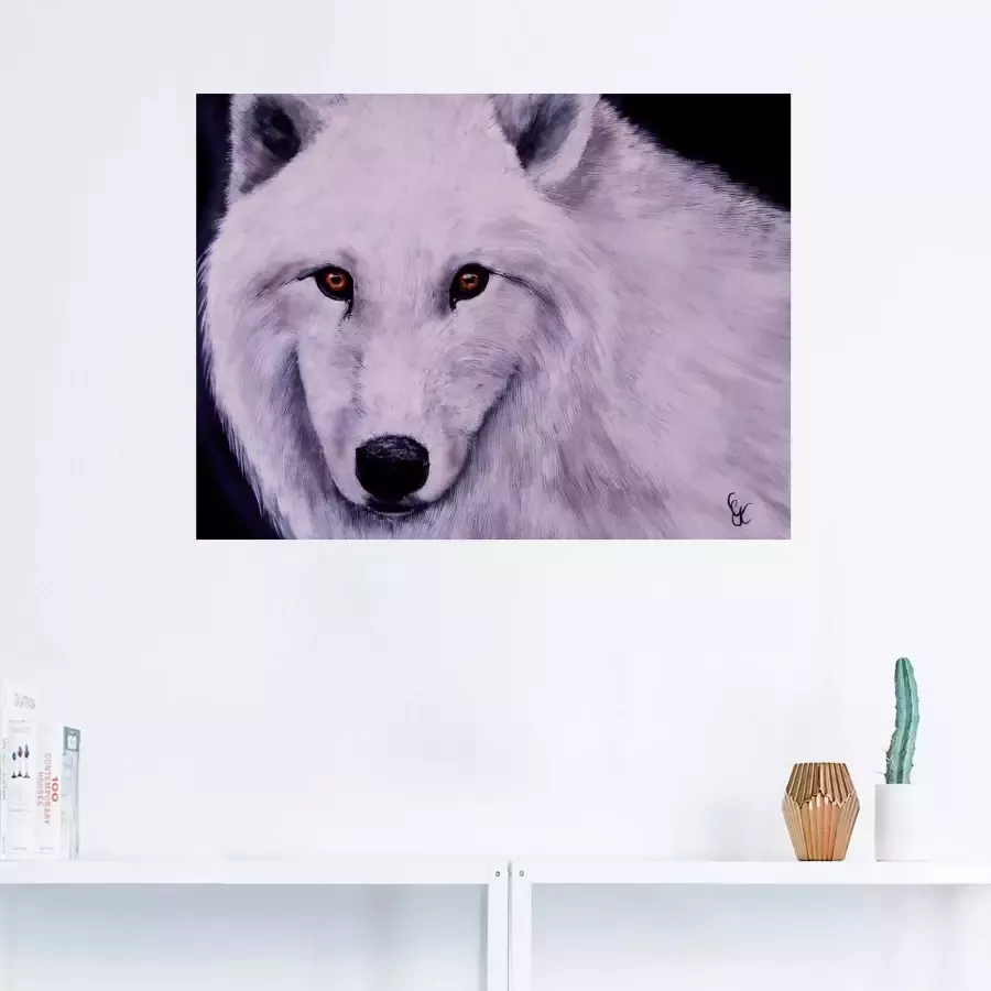 Artland Artprint Witte wolf als artprint van aluminium artprint op linnen muursticker of poster in verschillende maten
