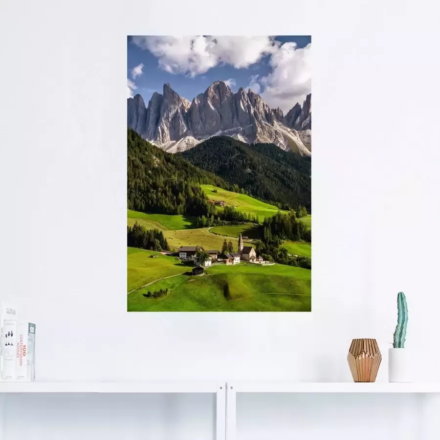 Artland Poster Zomer in Zuid-Tirol in de Dolomieten als artprint van aluminium artprint op linnen muursticker of poster in verschillende maten