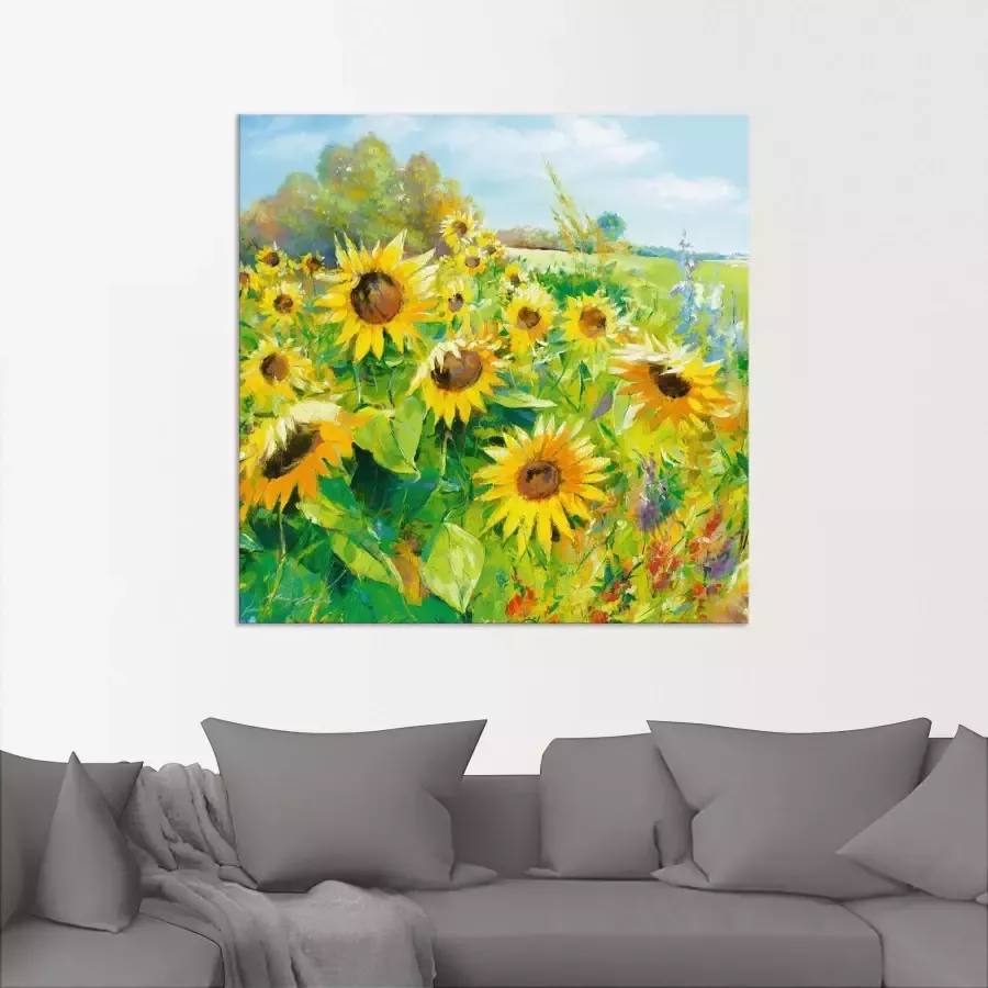 Artland Artprint Zomerweide met zonnebloemen als artprint van aluminium artprint voor buiten artprint op linnen poster muursticker - Foto 7