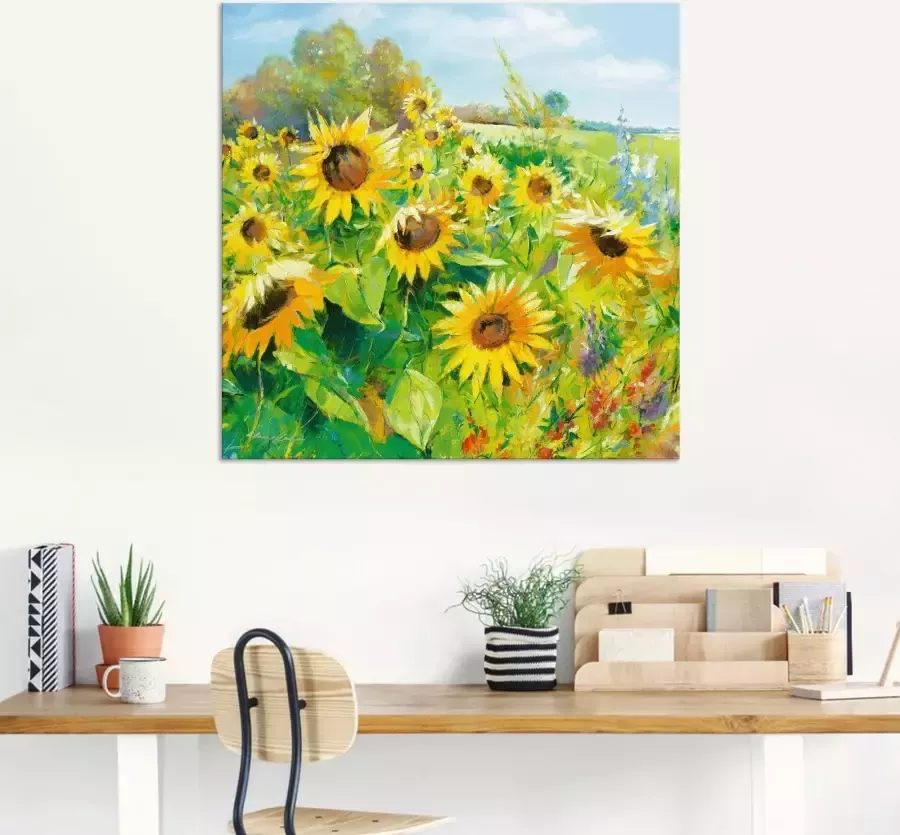 Artland Artprint Zomerweide met zonnebloemen als artprint van aluminium artprint voor buiten artprint op linnen poster muursticker - Foto 5
