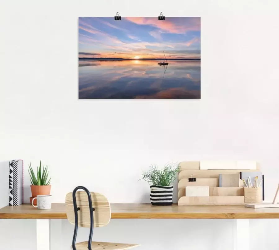 Artland Artprint Zonsondergang aan het Starnberger meer II als artprint van aluminium artprint op linnen muursticker of poster in verschillende maten - Foto 2