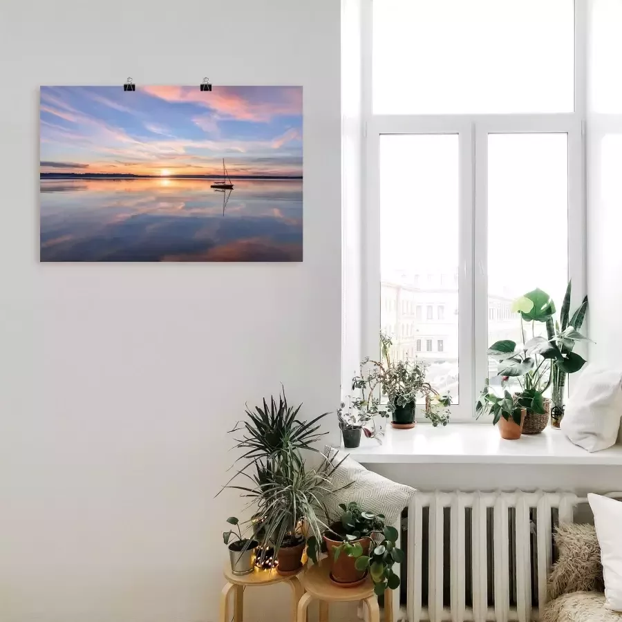 Artland Artprint Zonsondergang aan het Starnberger meer II als artprint van aluminium artprint op linnen muursticker of poster in verschillende maten