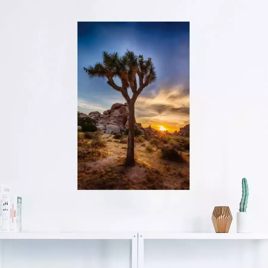 Artland Artprint Zonsondergang Joshua Tree nationaalpark als artprint op linnen in verschillende maten