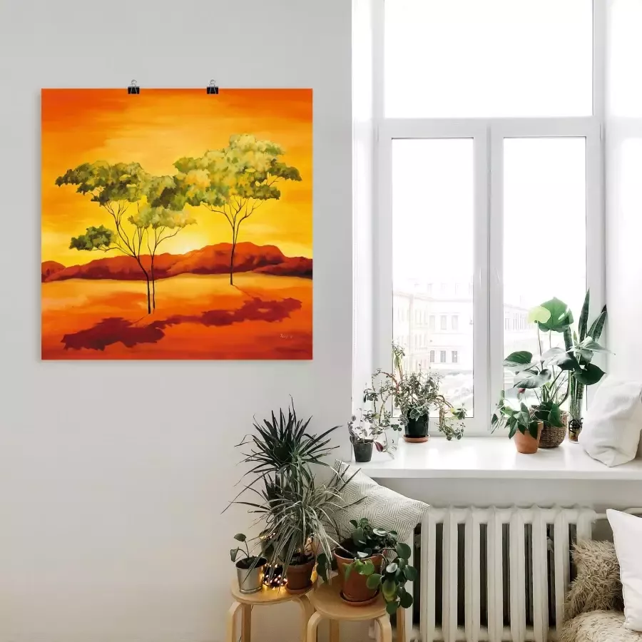 Artland Artprint Zonsondergang op de steppe in vele afmetingen & productsoorten artprint van aluminium artprint voor buiten artprint op linnen poster muursticker wandfolie ook geschikt voor de badkamer (1 stuk)