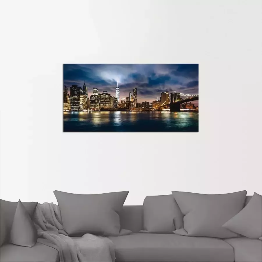 Artland Artprint Zonsopkomst boven Manhattan als artprint van aluminium artprint voor buiten artprint op linnen in verschillende maten